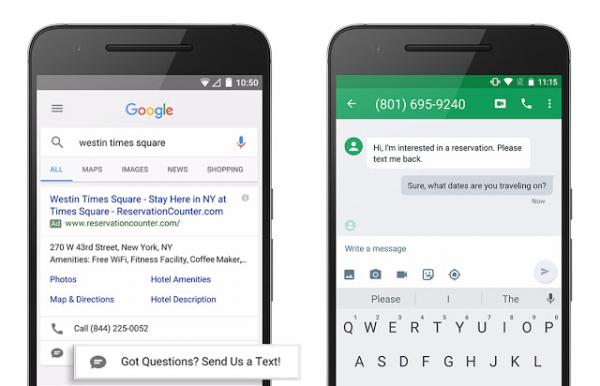google adwords introduts click to message